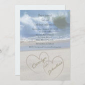 Hearts in the Sand photo Wedding Invitation 招待状 (正面/裏面)