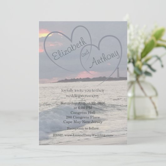 Hearts in the Sky Beach Wedding Invitation 招待状 (スタンド正面)