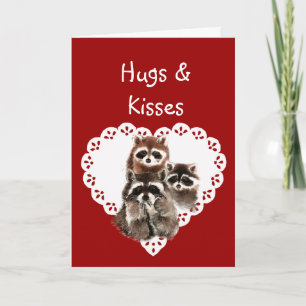 Hearts & Kisses from Kids with Raccoon Valentine シーズンカード