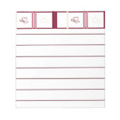 Hearts Lined Notepad – Whimsical Burgundy Design ノートパッド (正面)
