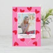 Hearts Lollipops Photo XOXO Love Valentine's Day シーズンカード (スタンド正面)