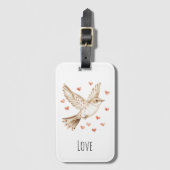 Hearts Love Bird Roses Floral ラゲッジタグ (正面縦)
