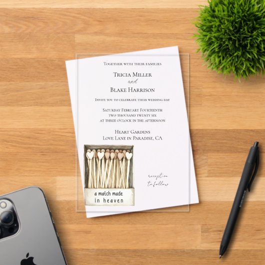 Hearts Match Made in Heaven Wedding   アクリル招待状 (インサイチュ (招待状))