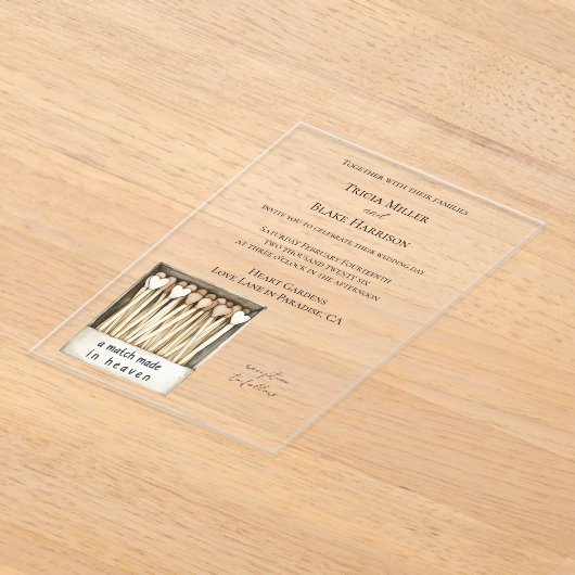 Hearts Match Made in Heaven Wedding   アクリル招待状 (レイダウン)