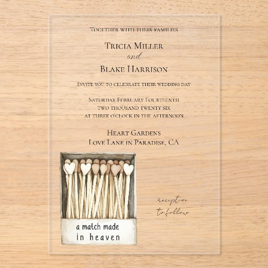 Hearts Match Made in Heaven Wedding   アクリル招待状 (正面)