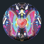 Hearts Of Glys マグネット<br><div class="desc">The background image is a classic liquid light show glycerin gooey set over swirls. Above this organic structure three hearts, beating as one, fly on butterfly wings of gossamer light representing love, beauty and harmony. This magnet’s image represents the fleeting passage of time which is the greatest gift of life....</div>