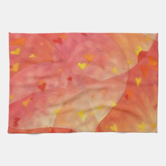 Hearts of Love Abstract Artsy Kitchen Towel キッチンタオル (横)