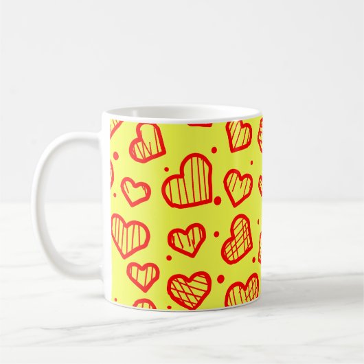 Hearts Pattern コーヒーマグカップ (左)