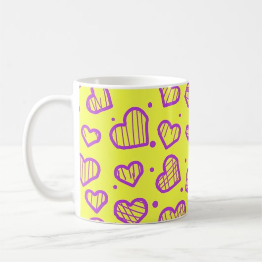 Hearts Pattern - Valentine's Day Inspired コーヒーマグカップ (左)