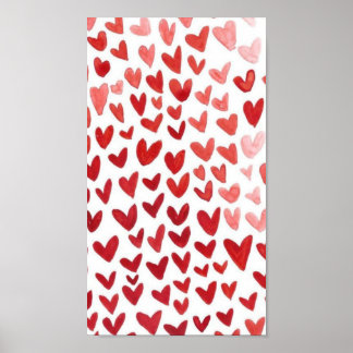 hearts poster red and white  ポスター