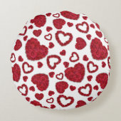 Hearts Red Roses Pattern Minimalist ラウンドクッション (正面)