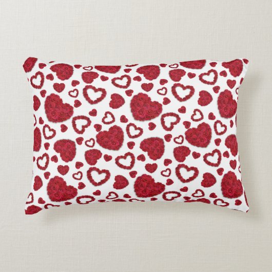 Hearts Red Roses Pattern Minimalist Valentine's アクセントクッション (正面)