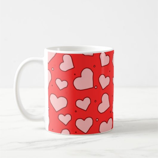 Hearts Seamless Pattern  コーヒーマグカップ (左)