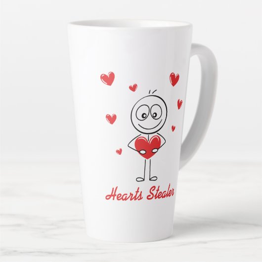 Hearts Stealer Cute Stick Figure Love Design カフェラテマグ (右アングル)