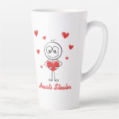 Hearts Stealer Cute Stick Figure Love Design カフェラテマグ (右)