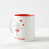 Hearts Stealer Cute Stick Figure Love Design ツートーンマグカップ (正面左)