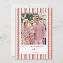 Hearts Stripes Happy Valentine's Day Photo Card シーズンカード