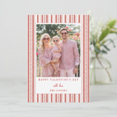 Hearts Stripes Happy Valentine's Day Photo Card シーズンカード (スタンド正面)