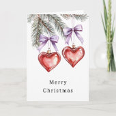 Hearts Trees Red Purple Bows Christmas カード (正面)
