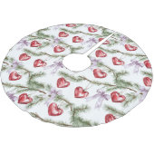 Hearts Trees Red Purple Bows Christmas ブラッシュドポリエステルツリースカート (アングル)