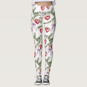Hearts Trees Red Purple Bows Christmas レギンス (正面)