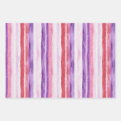 Hearts Trees Red Purple Bows Stripes Christmas ラッピングペーパーシート (正面2)