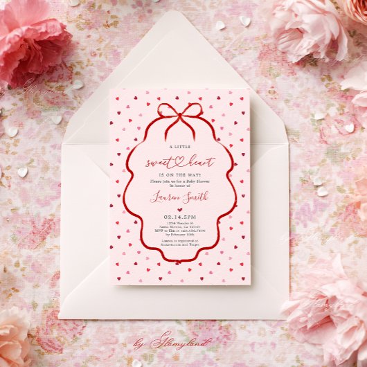 Hearts Valentine Baby Shower Invitation 招待状