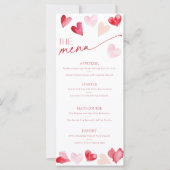Hearts Valentines Day Food and Drinks Menu Card (正面)