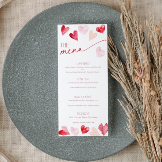 Hearts Valentines Day Food and Drinks Menu Card