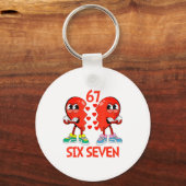 Hearts Valentines Funny Six Seven 6 7 Meme Gen Alp キーホルダー (正面)