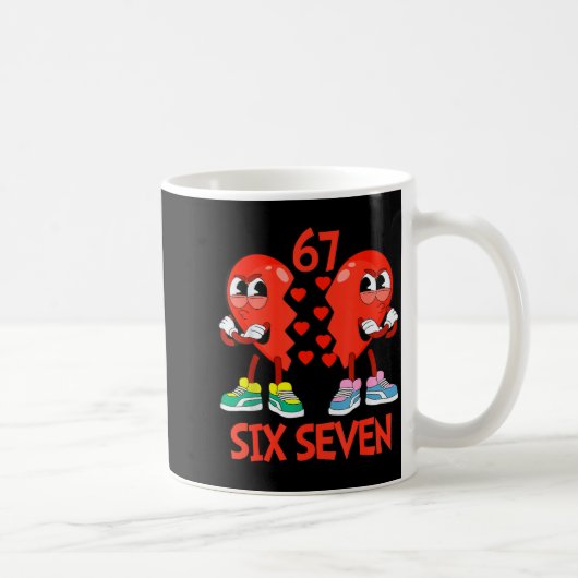 Hearts Valentines Funny Six Seven 6 7 Meme Gen Alp コーヒーマグカップ (右)