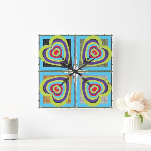Hearts Wall Clock スクエア壁時計 (ホーム)