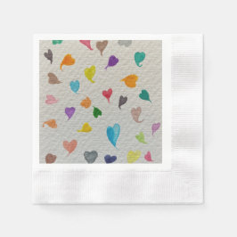 Hearts Watercolor  縁ありカクテルナプキン
