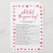 Hearts What Did The Groom Say? Bridal Shower Game  便箋 (正面/裏面)