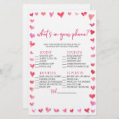 Hearts What's In Your Phone? Bridal Shower Game  便箋 (正面/裏面)