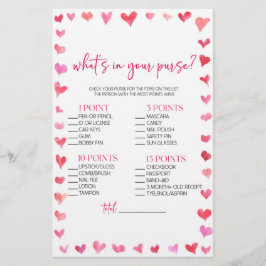 Hearts What's In Your Purse? Bridal Shower Game  便箋