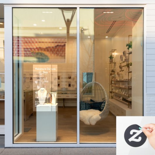 Hearts White Weddings Celebrating Love Romance ウィンドウサイン (店舗窓)