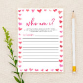 Hearts Who Am I? Bridal Shower Game  便箋