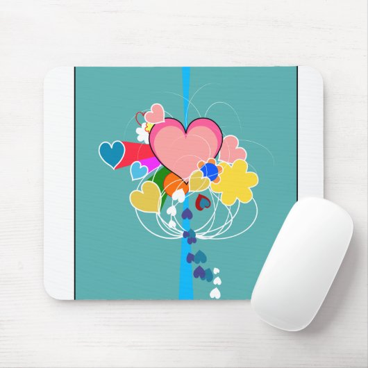 Hearts with Blue Rays マウスパッド (マウス)