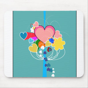 Hearts with Blue Rays マウスパッド