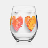 Hearts with sketch marks and drips ステムなしワイングラス (右)