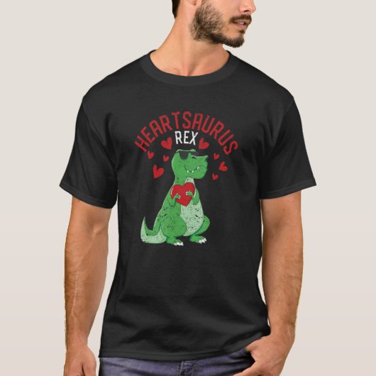 Heartsaurus Rex Dab Dance Heart Dino Valentines Da Tシャツ (正面)