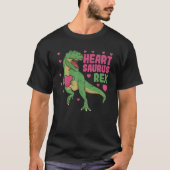 Heartsaurus Rex Dab Dance Heart Dino Valentines Da Tシャツ (正面)