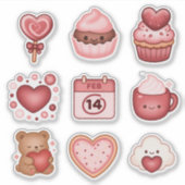 Heartstrings and Sparkles Valentines Stickers 9ct シール (正面)
