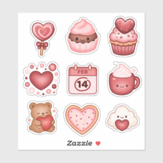 Heartstrings and Sparkles Valentines Stickers 9ct シール
