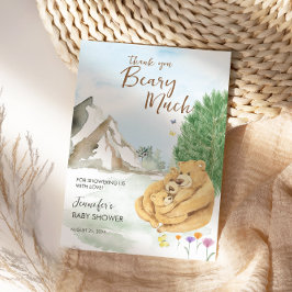 Heartwarming Beige Mountain Bear Family Beary Much サンキューカード