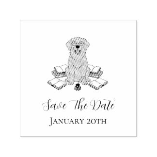Heartwarming Dog Graduation Party Save The Date セルフインキングスタンプ