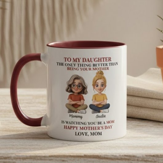 Heartwarming Mother Daughter Cartoon Red Quote  マグカップ