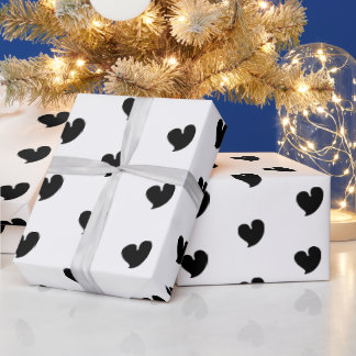 Hearty Hearts - Black and White - Wrapping Paper ラッピングペーパー