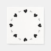 Hearty Hearts Black - Custom Text スタンダードカクテルナプキン (正面)